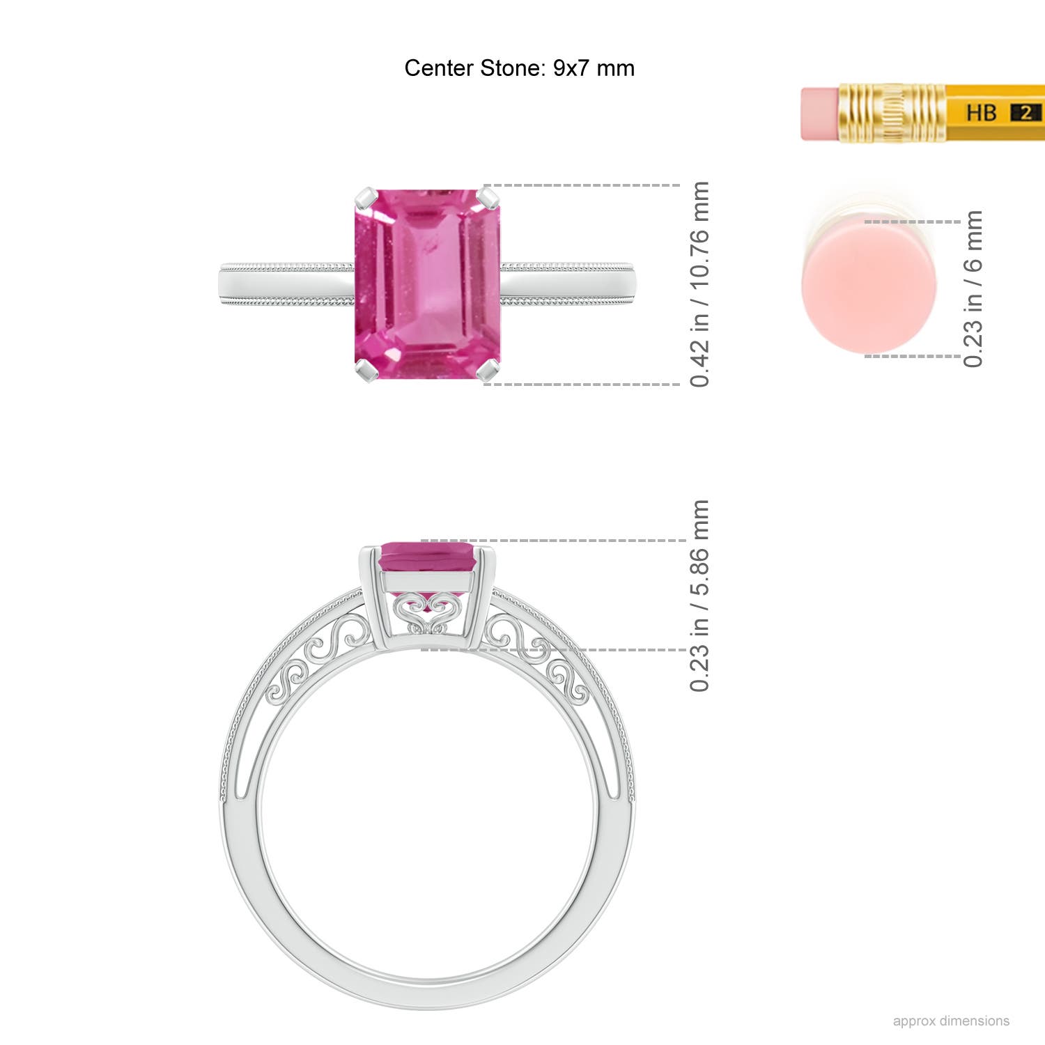 AAAA - Pink Sapphire / 2 CT / 14 KT White Gold