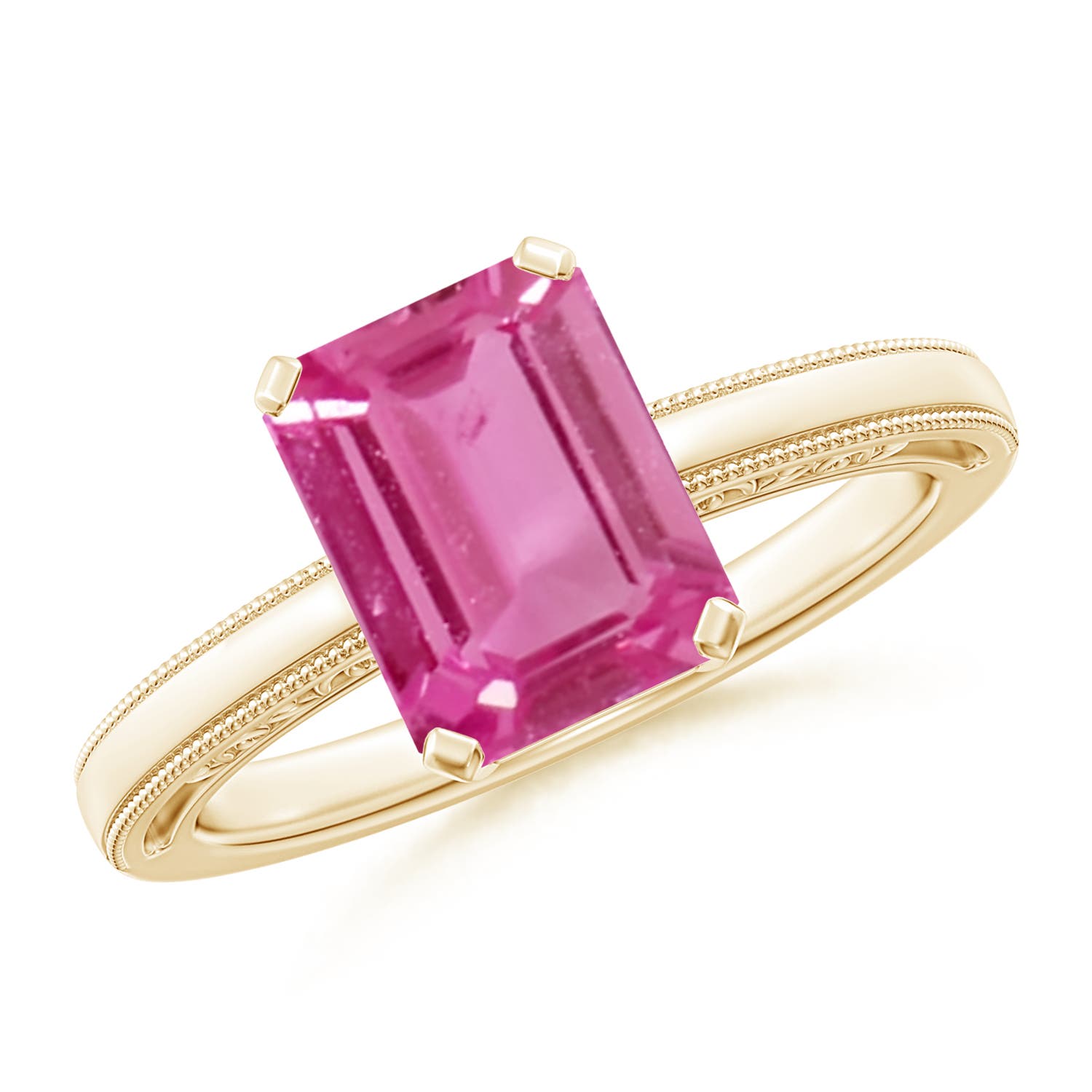 AAAA - Pink Sapphire / 2 CT / 14 KT Yellow Gold