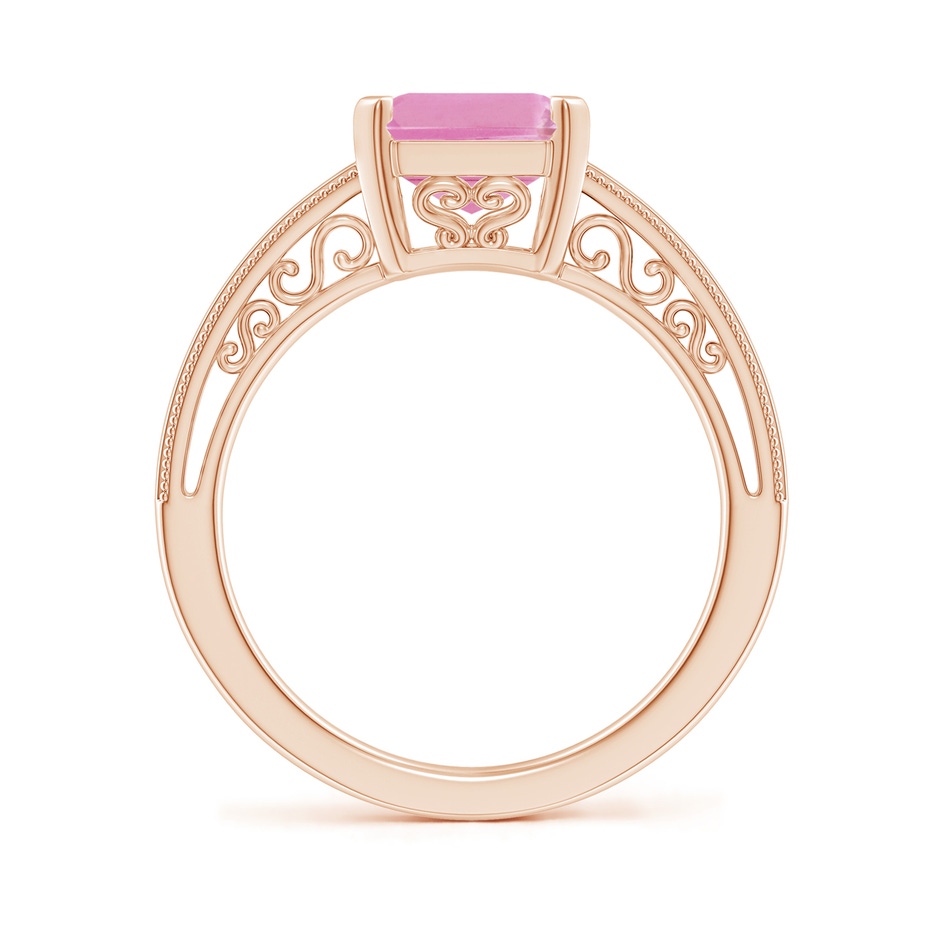 10x8mm A Emerald Cut Pink Tourmaline Solitaire Ring with Milgrain in Rose Gold side-1
