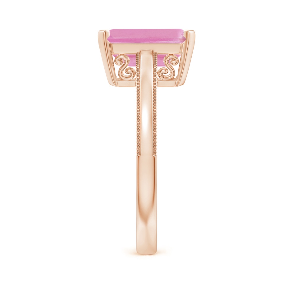 10x8mm A Emerald Cut Pink Tourmaline Solitaire Ring with Milgrain in Rose Gold side-2