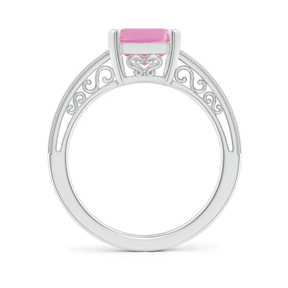 10x8mm A Emerald Cut Pink Tourmaline Solitaire Ring with Milgrain in White Gold side-1