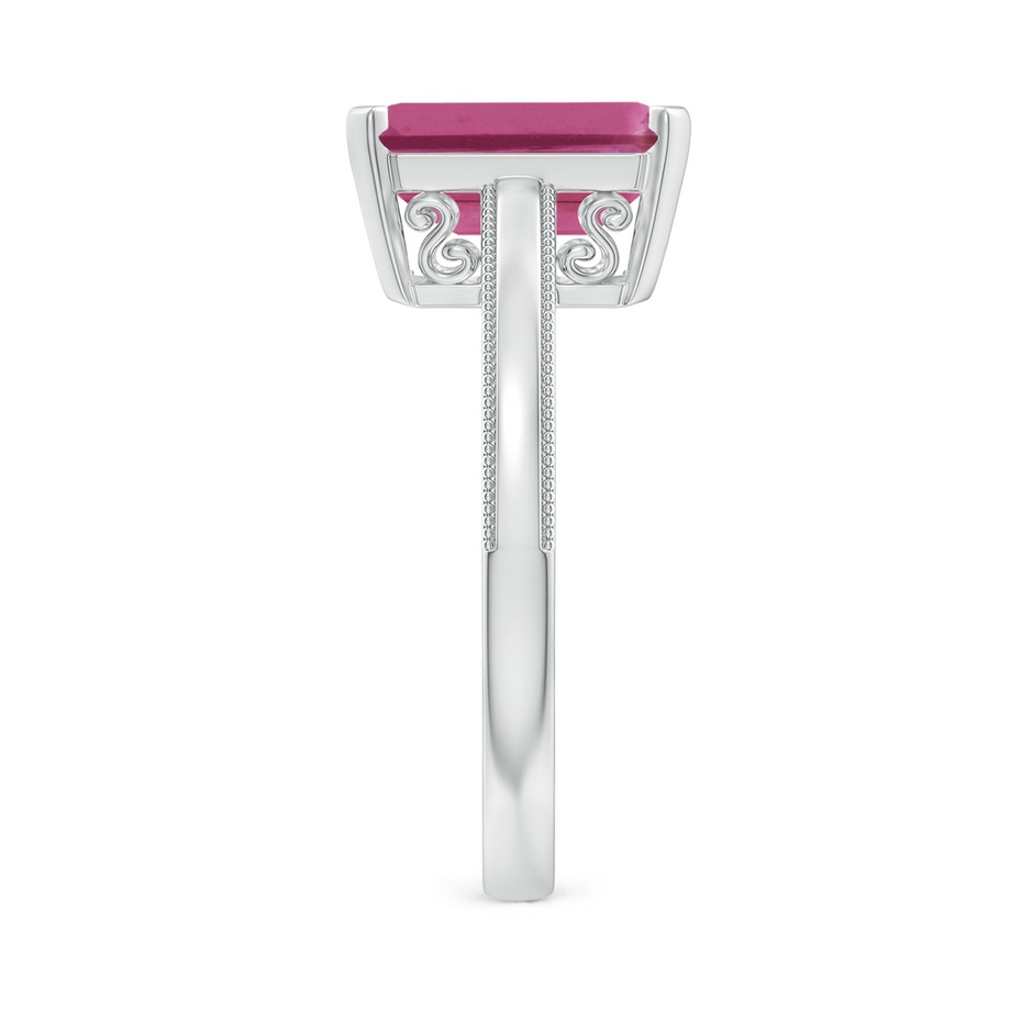 10x8mm AAAA Emerald Cut Pink Tourmaline Solitaire Ring with Milgrain in P950 Platinum side-2