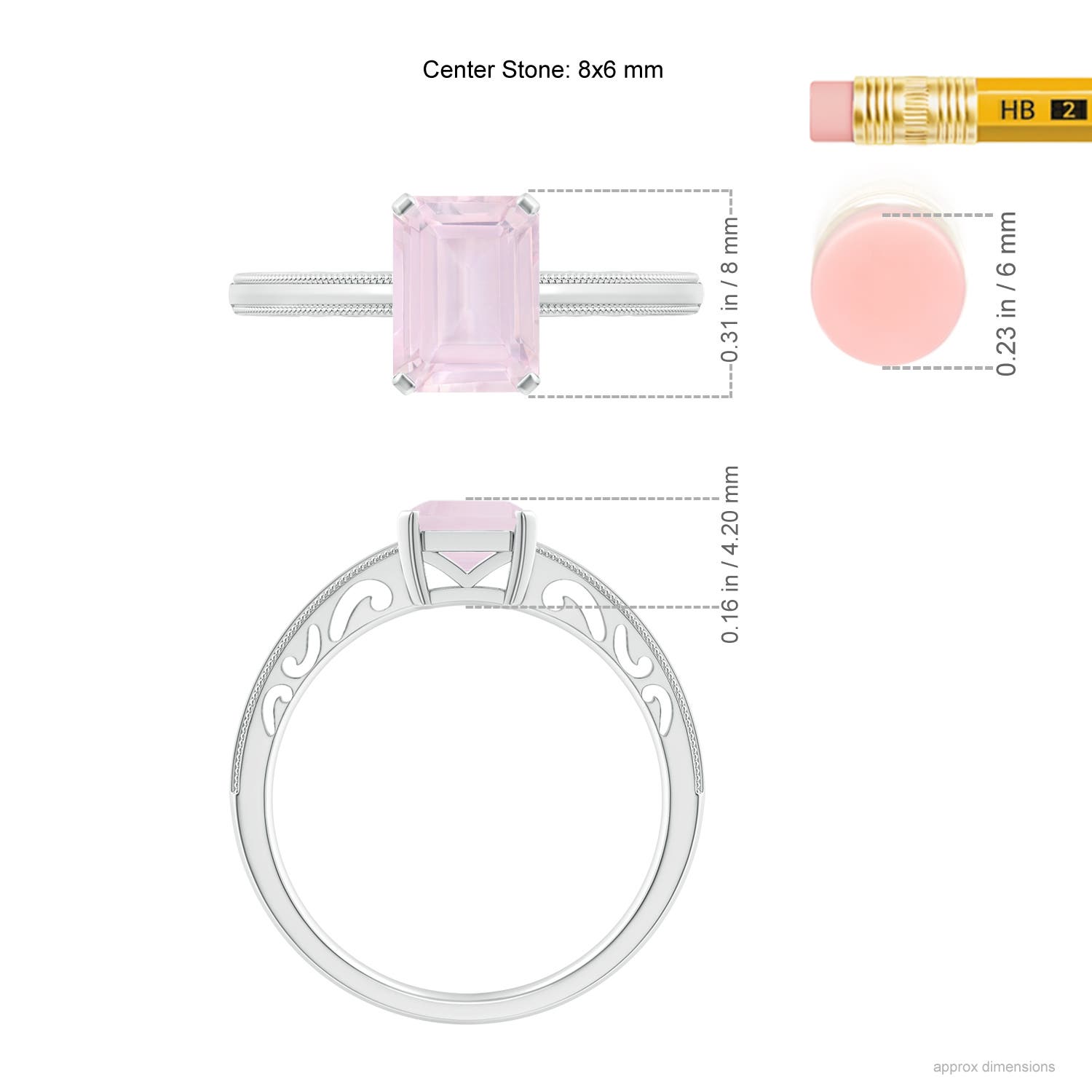 A - Rose Quartz / 1.55 CT / 14 KT White Gold