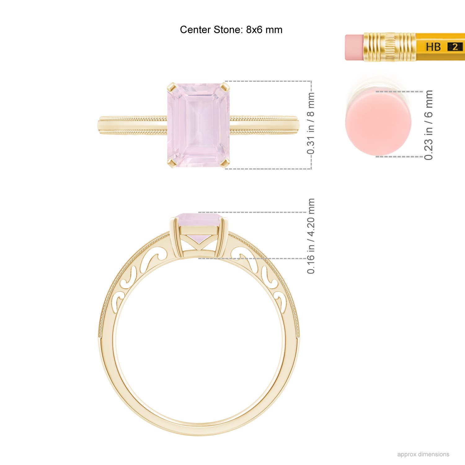 A - Rose Quartz / 1.55 CT / 14 KT Yellow Gold