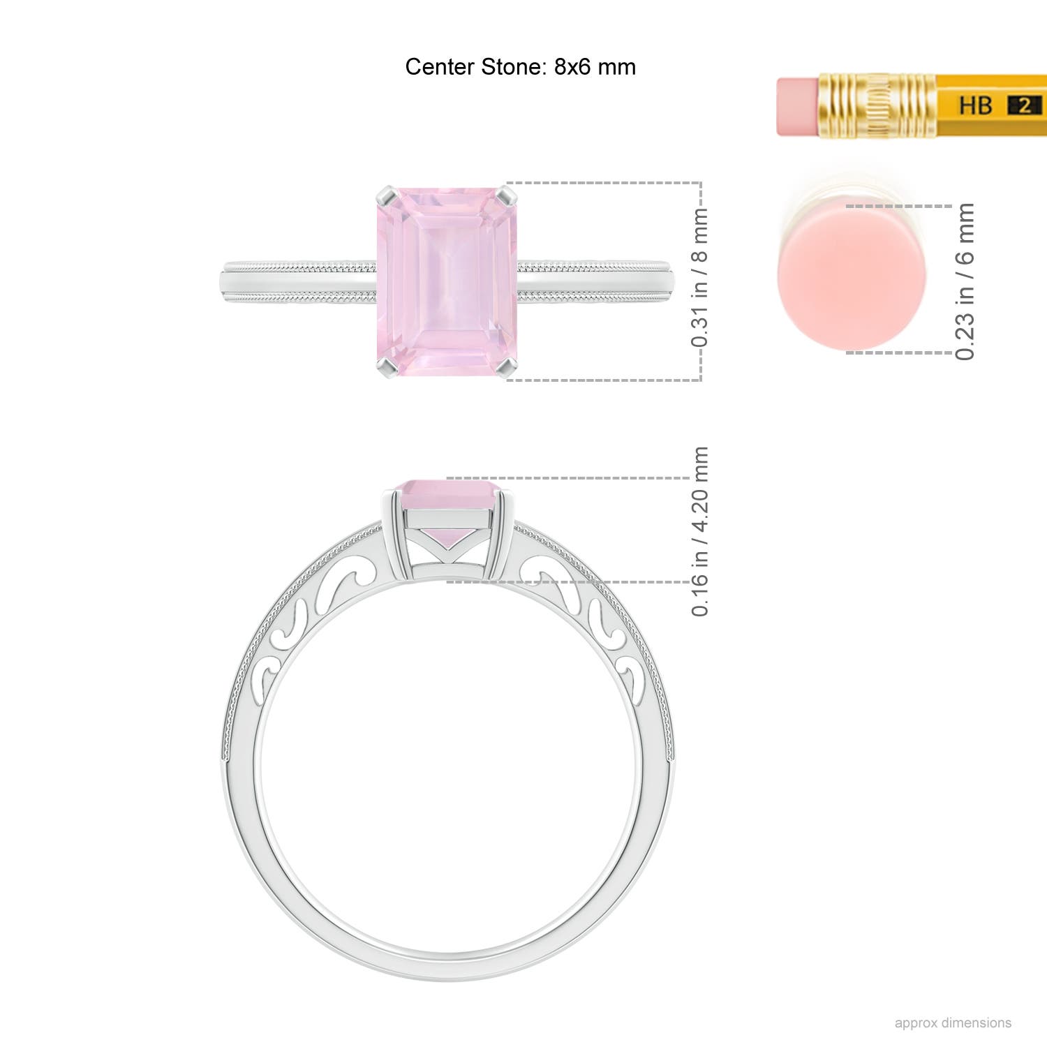 AAA - Rose Quartz / 1.55 CT / 14 KT White Gold