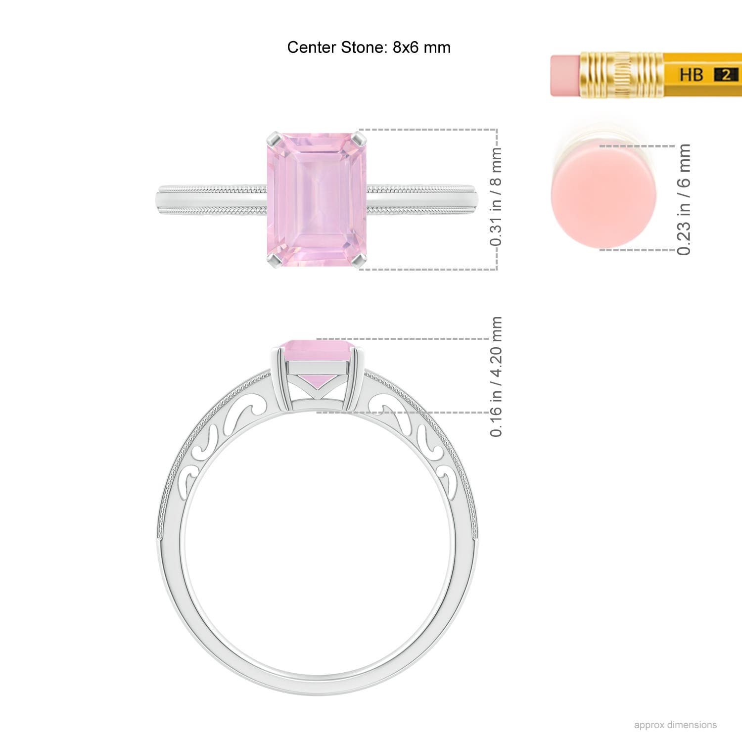 AAAA - Rose Quartz / 1.55 CT / 14 KT White Gold