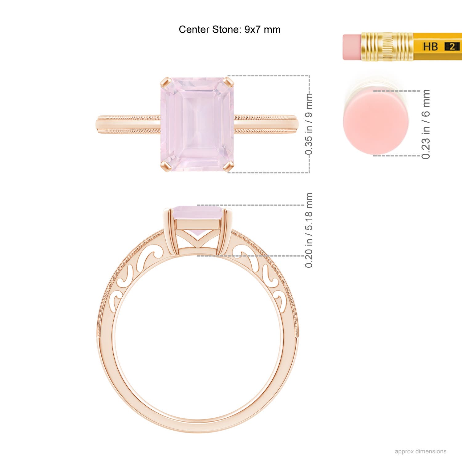 A - Rose Quartz / 2.2 CT / 14 KT Rose Gold