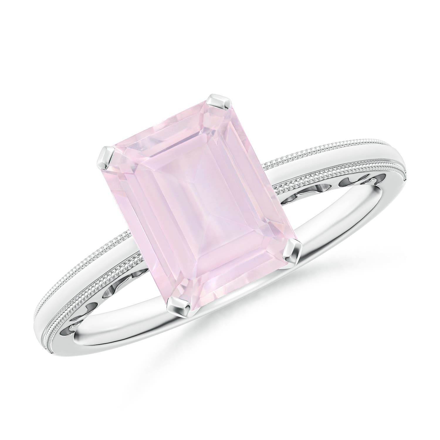 A - Rose Quartz / 2.2 CT / 14 KT White Gold