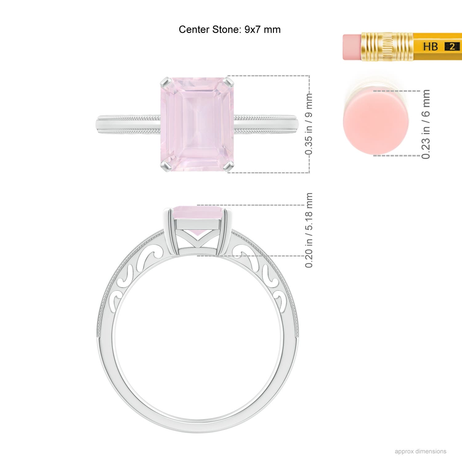 A - Rose Quartz / 2.2 CT / 14 KT White Gold