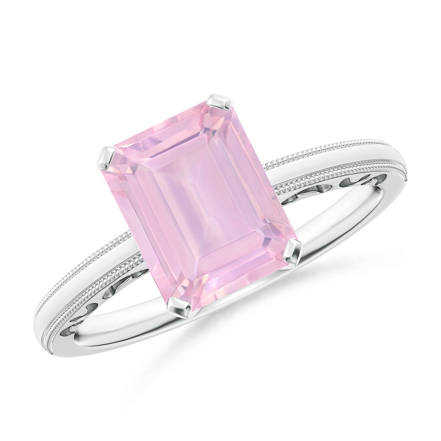 AAAA - Rose Quartz / 2.2 CT / 14 KT White Gold