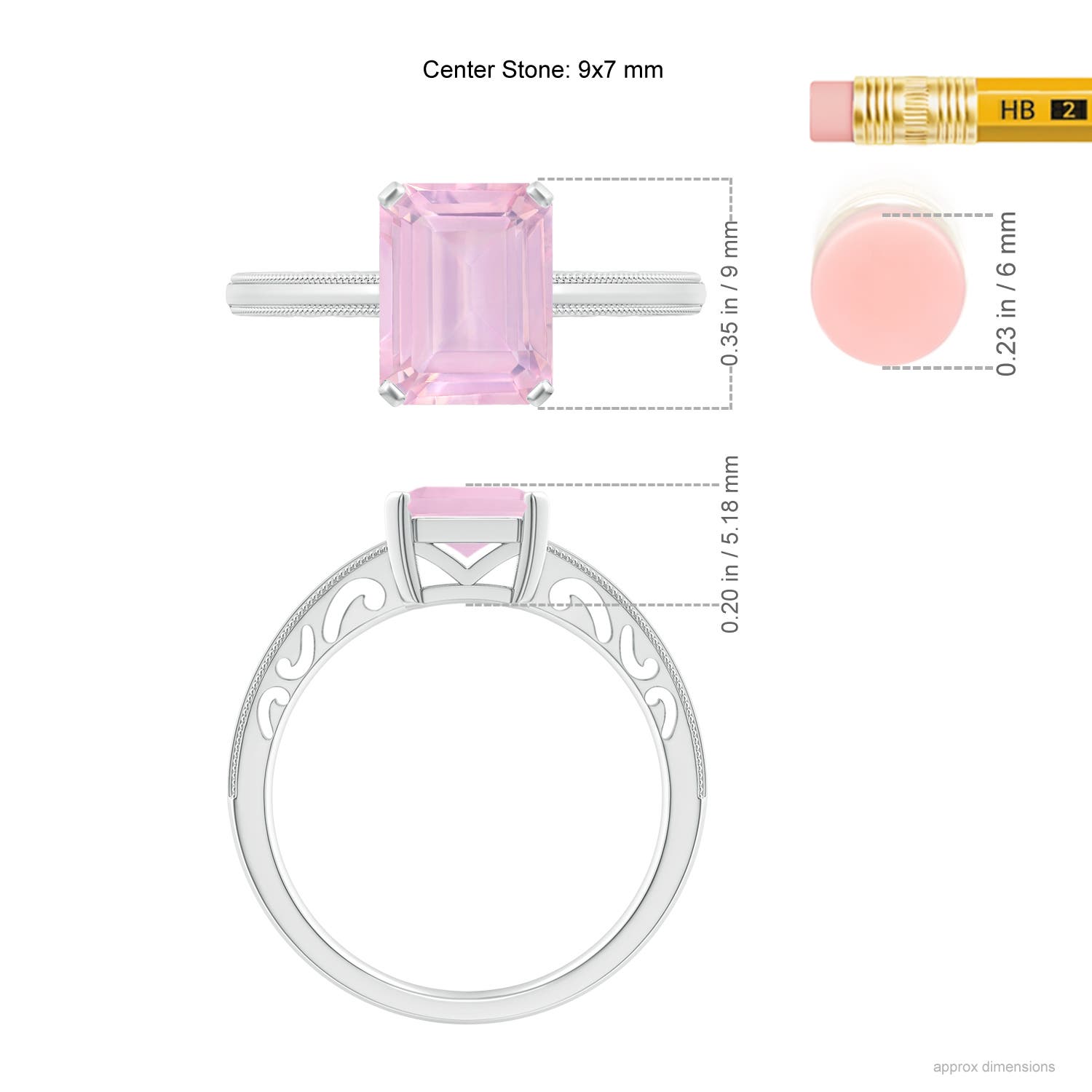 AAAA - Rose Quartz / 2.2 CT / 14 KT White Gold