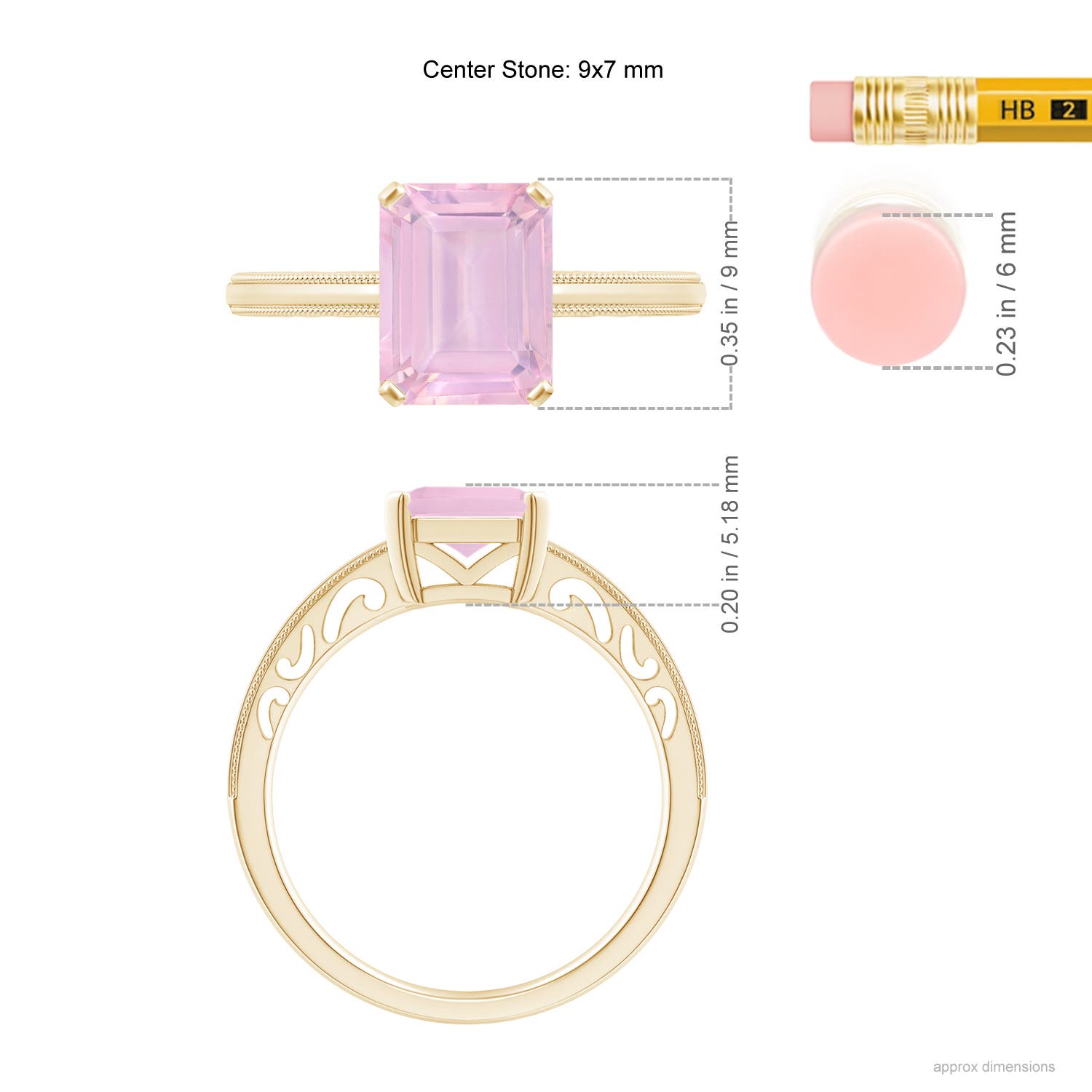 AAAA - Rose Quartz / 2.2 CT / 14 KT Yellow Gold