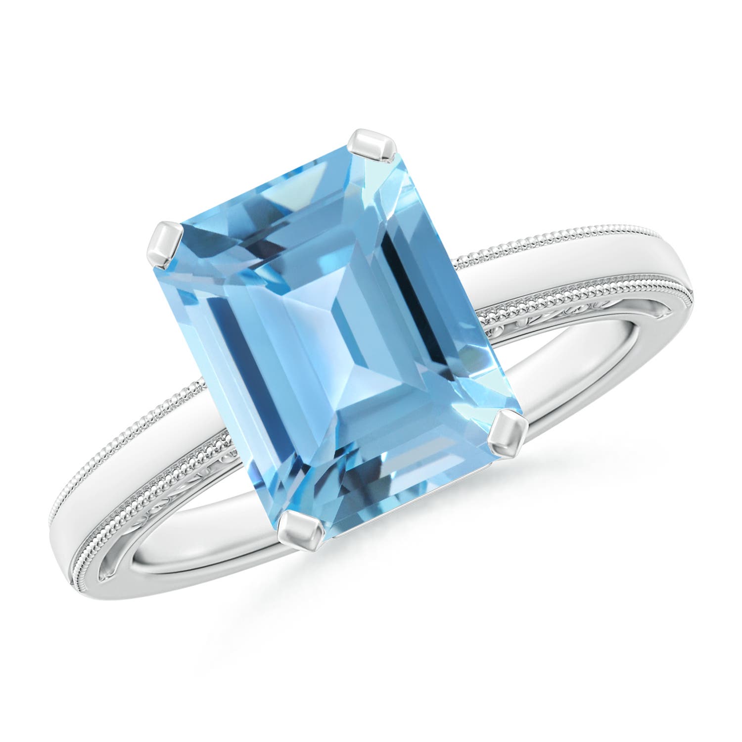 A - Swiss Blue Topaz / 4 CT / 14 KT White Gold