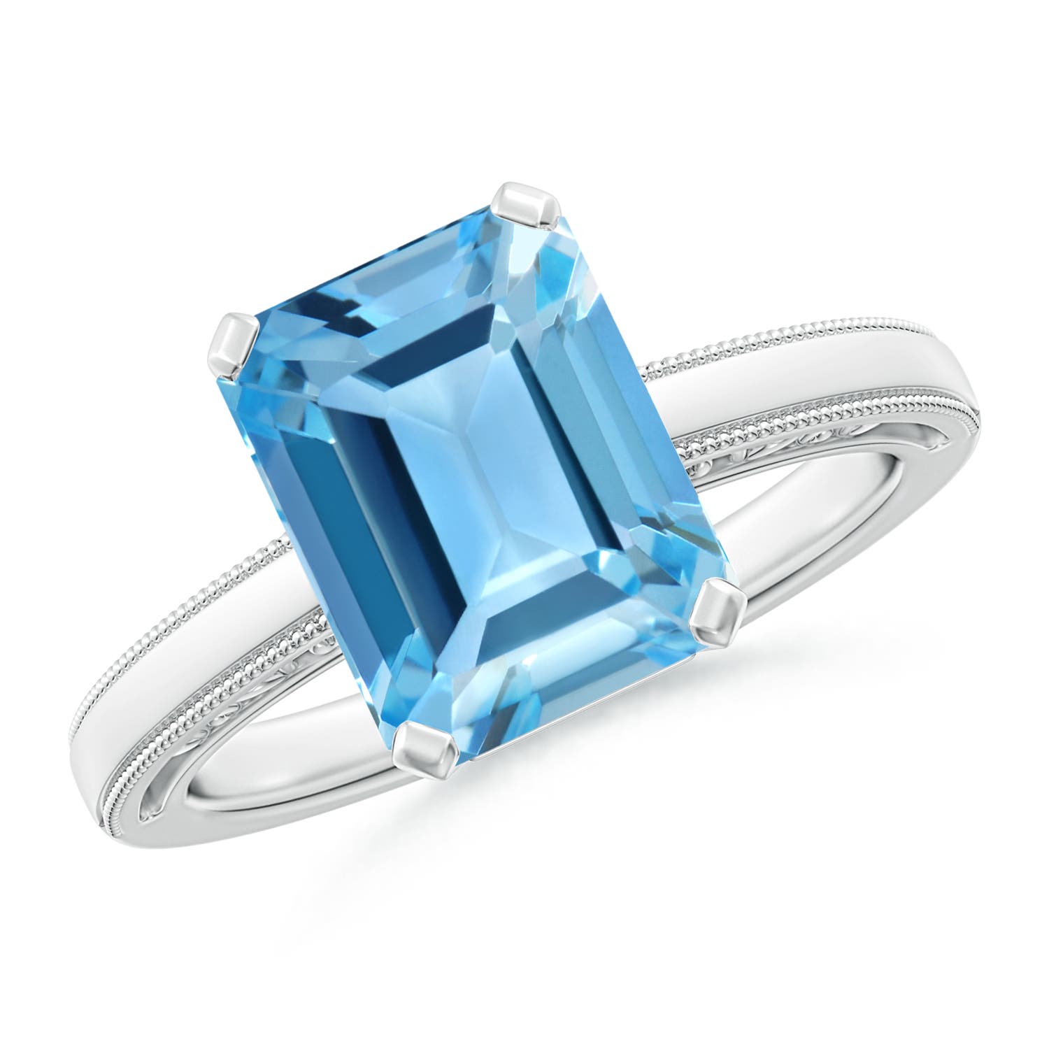 AA - Swiss Blue Topaz / 4 CT / 14 KT White Gold