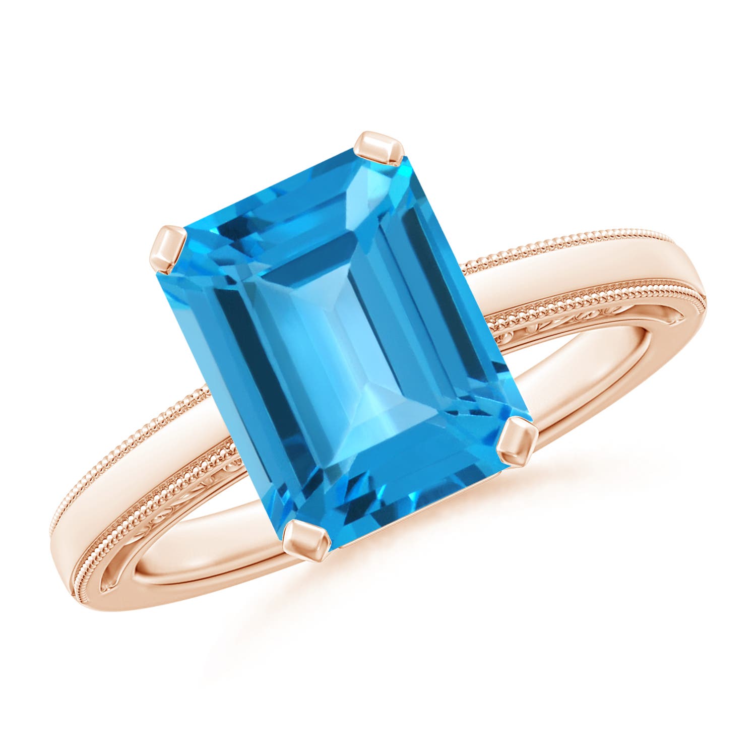 AAA - Swiss Blue Topaz / 4 CT / 14 KT Rose Gold