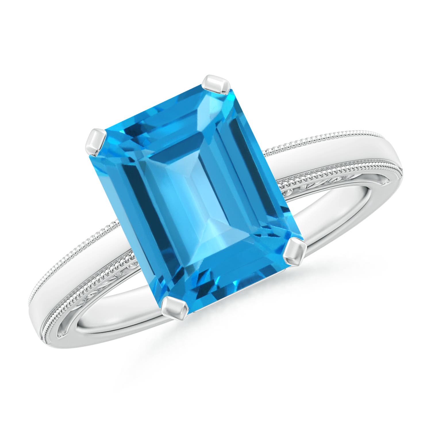 AAA - Swiss Blue Topaz / 4 CT / 14 KT White Gold