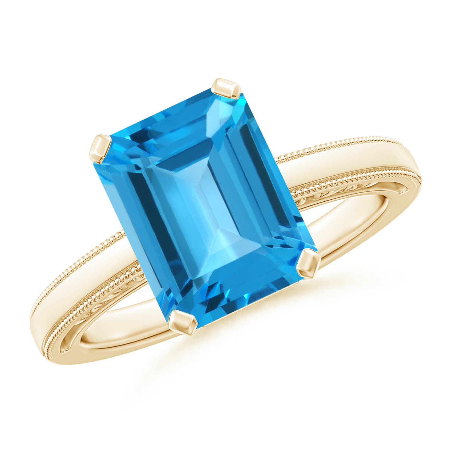 AAA - Swiss Blue Topaz / 4 CT / 14 KT Yellow Gold