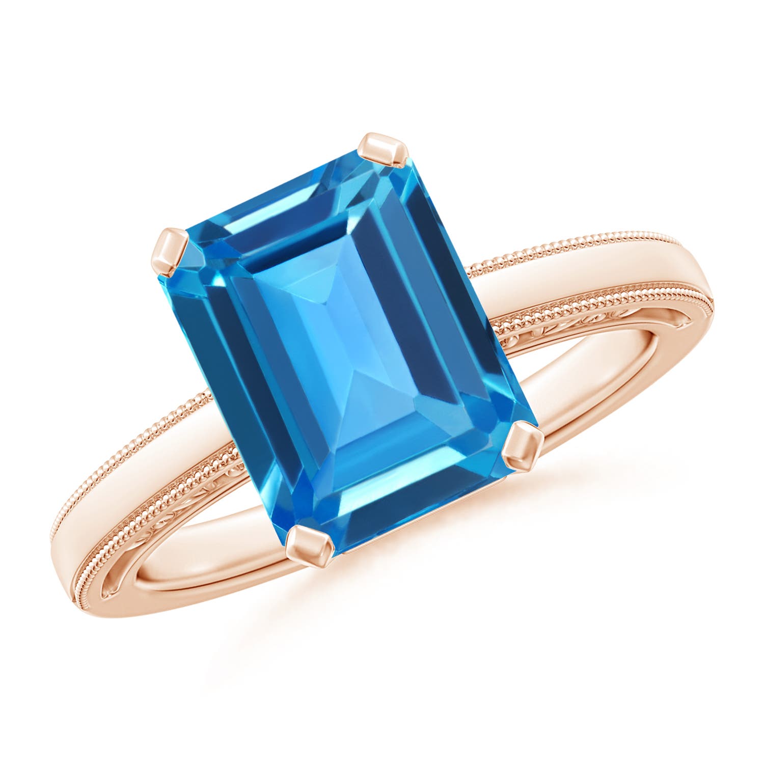 AAAA - Swiss Blue Topaz / 4 CT / 14 KT Rose Gold