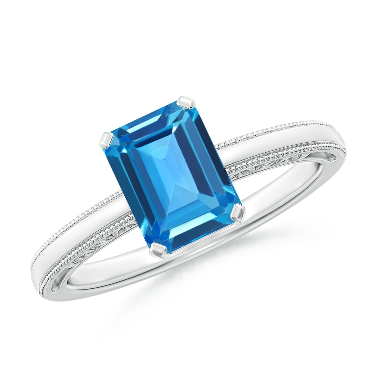 AAAA - Swiss Blue Topaz / 1.95 CT / 14 KT White Gold