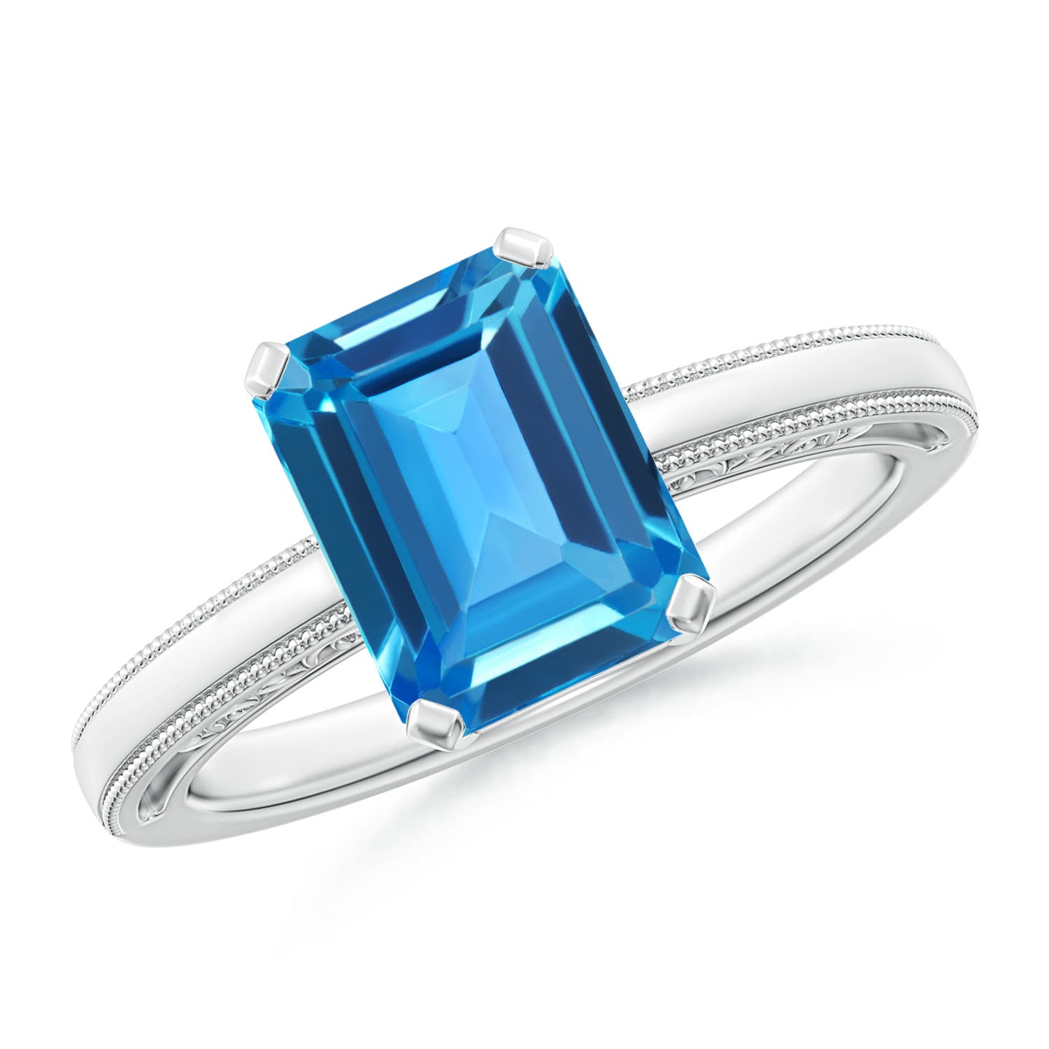 AAAA - Swiss Blue Topaz / 2.75 CT / 14 KT White Gold