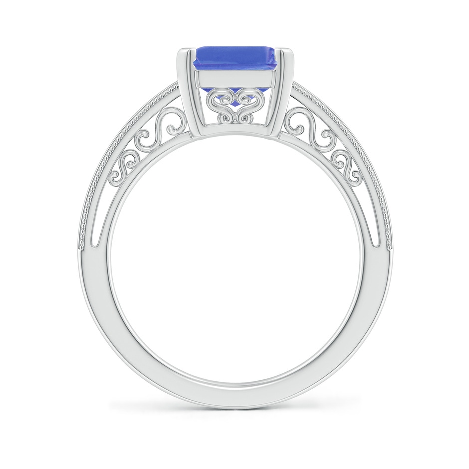 10x8mm AA Emerald Cut Tanzanite Solitaire Ring with Milgrain in P950 Platinum side-1