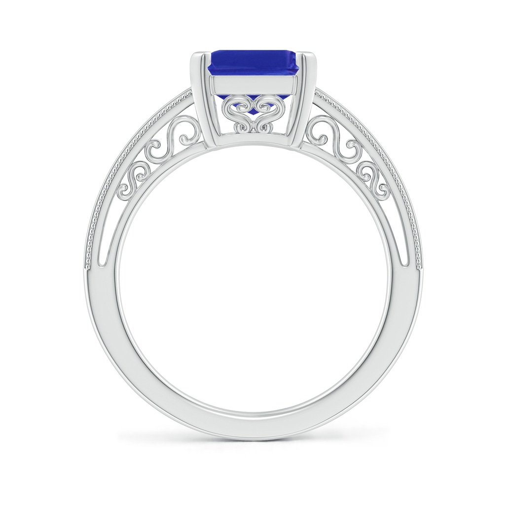 10x8mm AAAA Emerald Cut Tanzanite Solitaire Ring with Milgrain in P950 Platinum - side_1