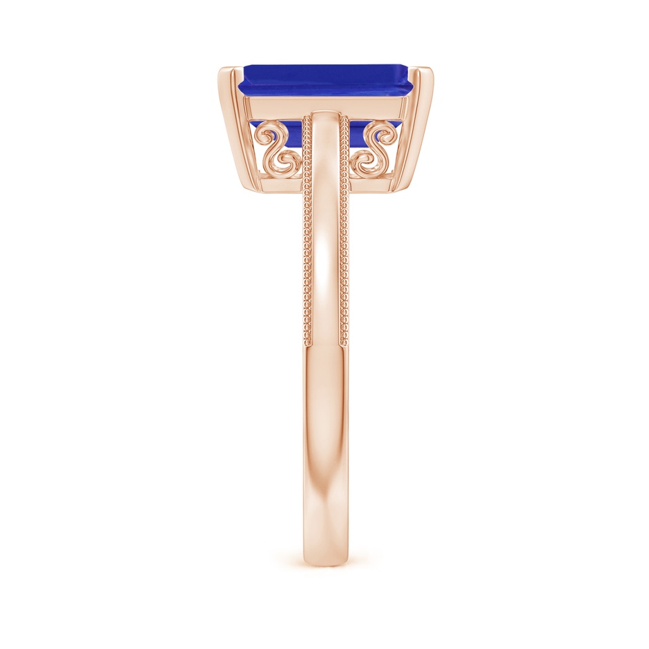 10x8mm AAAA Emerald Cut Tanzanite Solitaire Ring with Milgrain in Rose Gold side-2