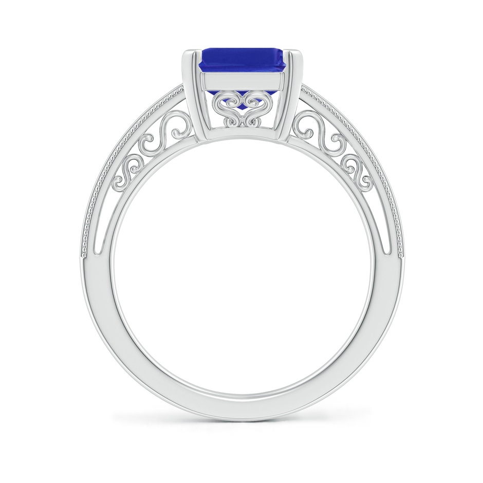 10x8mm AAAA Emerald Cut Tanzanite Solitaire Ring with Milgrain in White Gold side-1