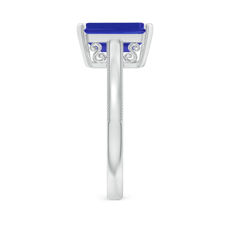 10x8mm AAAA Emerald Cut Tanzanite Solitaire Ring with Milgrain in White Gold side-2