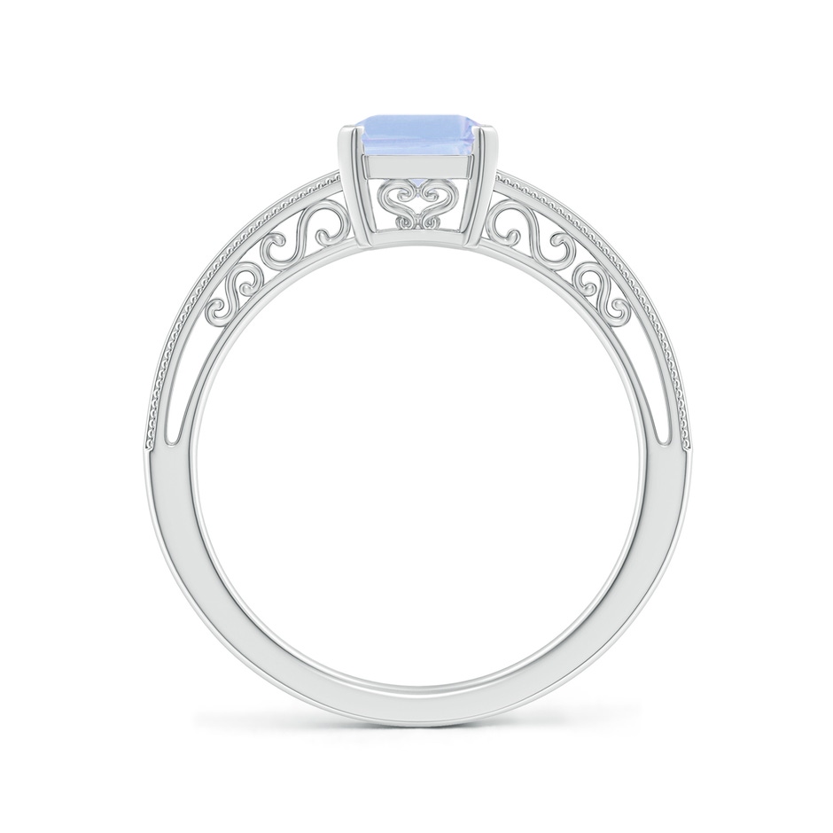 8x6mm A Emerald Cut Tanzanite Solitaire Ring with Milgrain in 9K White Gold side-1
