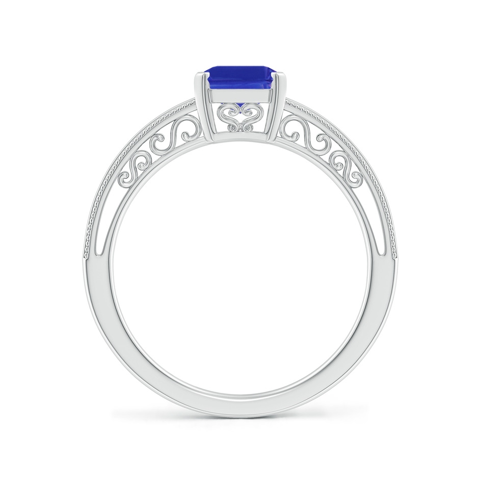 8x6mm AAAA Emerald Cut Tanzanite Solitaire Ring with Milgrain in P950 Platinum side-1