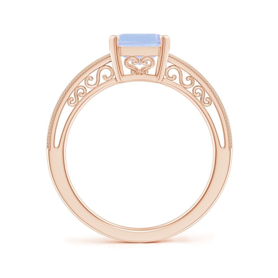 9x7mm A Emerald Cut Tanzanite Solitaire Ring with Milgrain in Rose Gold side-1