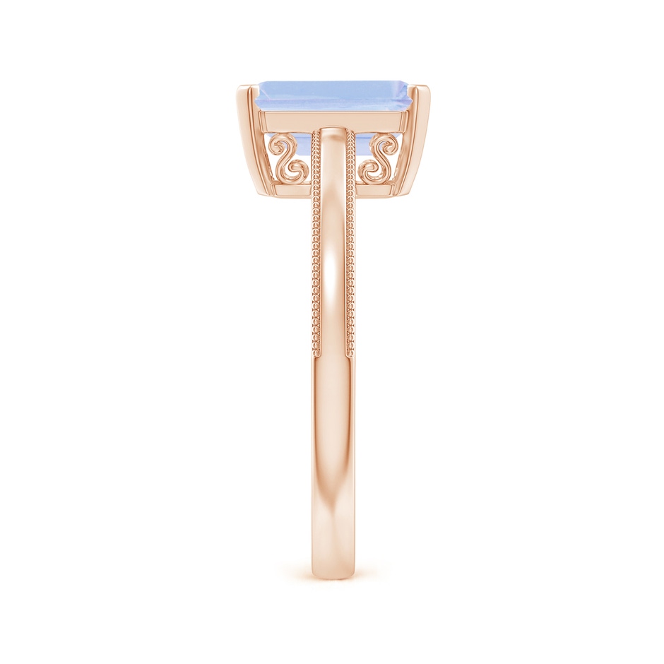 9x7mm A Emerald Cut Tanzanite Solitaire Ring with Milgrain in Rose Gold side-2