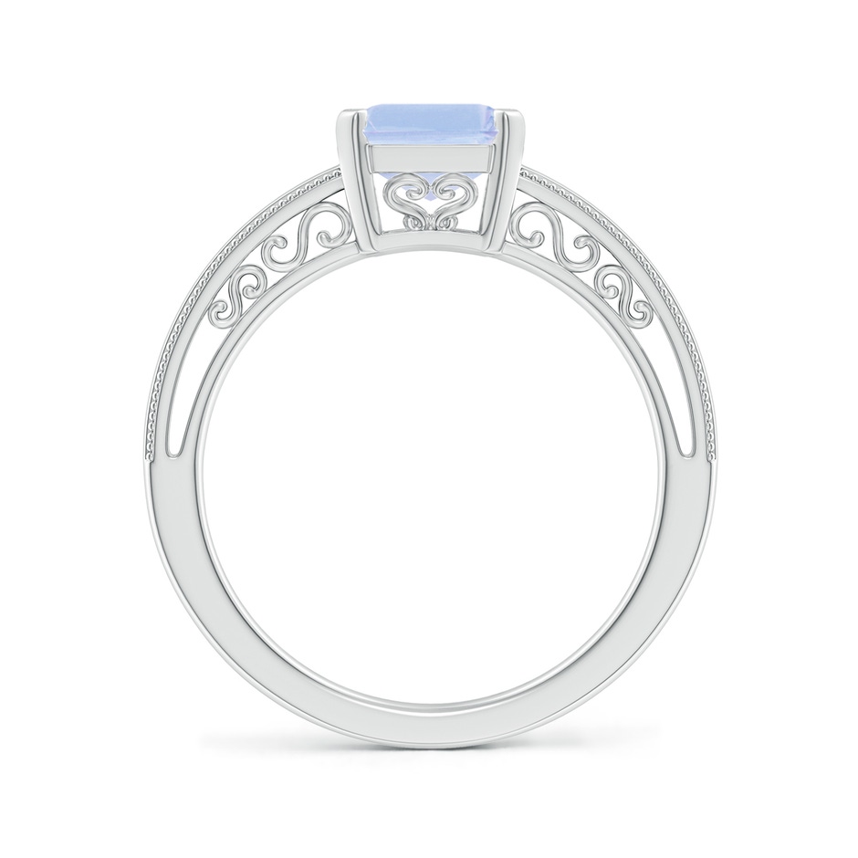 9x7mm A Emerald Cut Tanzanite Solitaire Ring with Milgrain in White Gold side-1