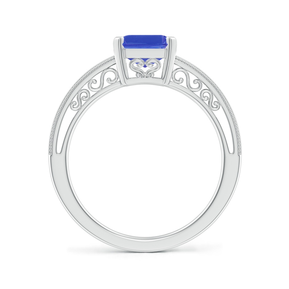 9x7mm AAA Emerald Cut Tanzanite Solitaire Ring with Milgrain in White Gold side-1