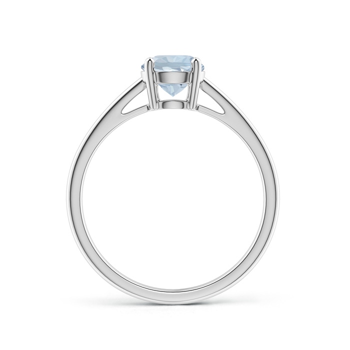 6mm A Classic Prong-Set Round Aquamarine Solitaire Ring in White Gold side-1