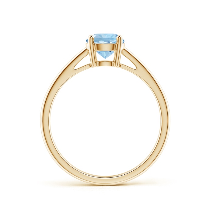 6mm AAA Classic Prong-Set Round Aquamarine Solitaire Ring in Yellow Gold side-1
