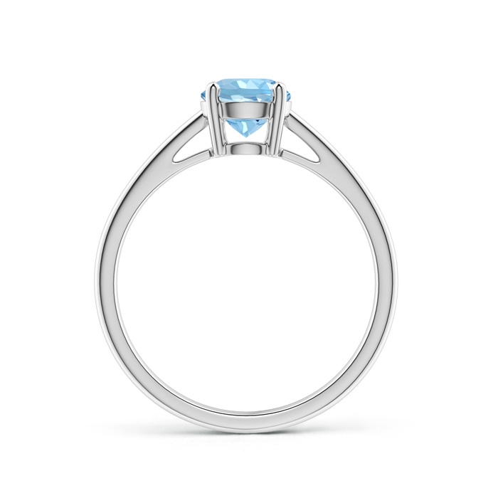 6mm AAAA Classic Prong-Set Round Aquamarine Solitaire Ring in P950 Platinum Side-1