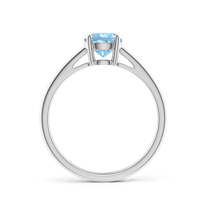 6mm AAAA Classic Prong-Set Round Aquamarine Solitaire Ring in P950 Platinum side-1