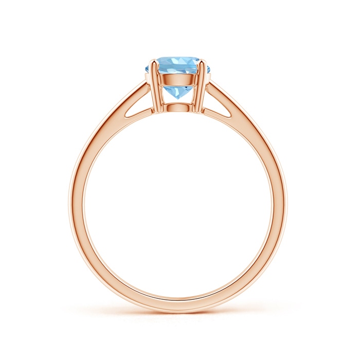 6mm AAAA Classic Prong-Set Round Aquamarine Solitaire Ring in Rose Gold side-1