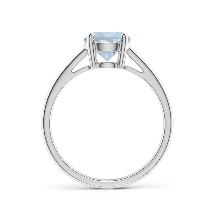 7mm A Classic Prong-Set Round Aquamarine Solitaire Ring in White Gold side-1