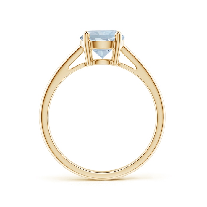 7mm A Classic Prong-Set Round Aquamarine Solitaire Ring in Yellow Gold side-1
