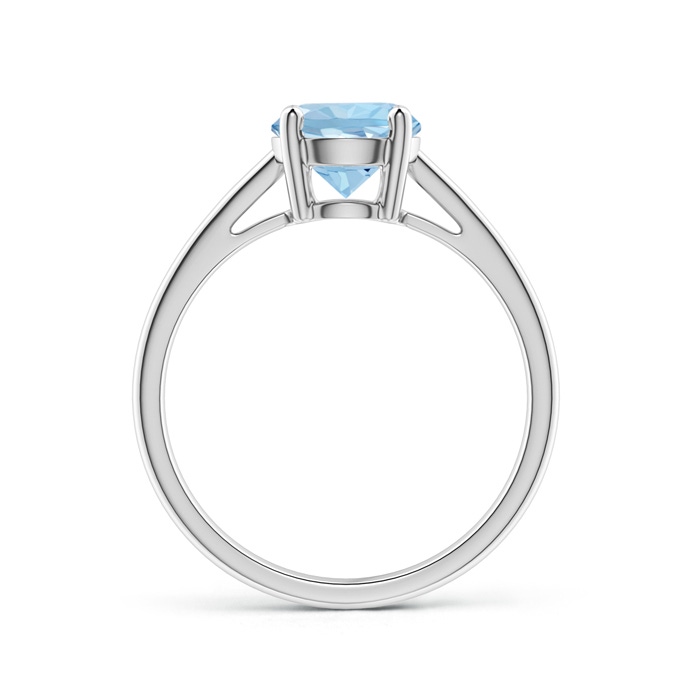 7mm AAA Classic Prong-Set Round Aquamarine Solitaire Ring in P950 Platinum side-1