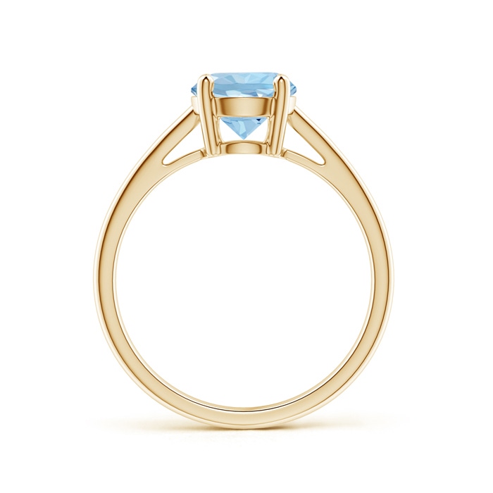 7mm AAA Classic Prong-Set Round Aquamarine Solitaire Ring in Yellow Gold side-1