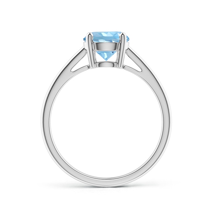 7mm AAAA Classic Prong-Set Round Aquamarine Solitaire Ring in P950 Platinum side-1