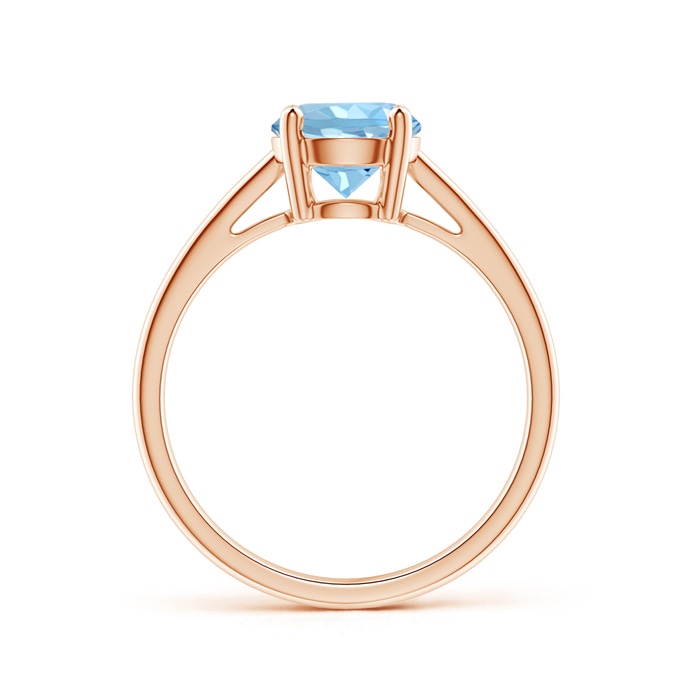 7mm AAAA Classic Prong-Set Round Aquamarine Solitaire Ring in Rose Gold side-1