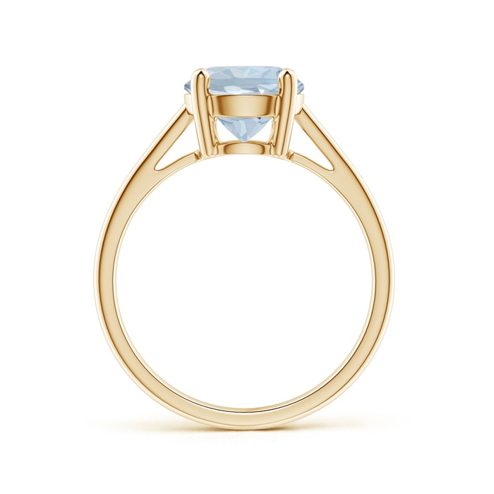 8mm A Classic Prong-Set Round Aquamarine Solitaire Ring in Yellow Gold side-1