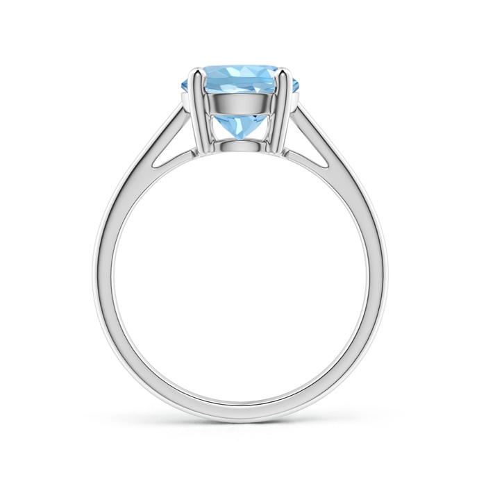 8mm AAAA Classic Prong-Set Round Aquamarine Solitaire Ring in P950 Platinum side-1