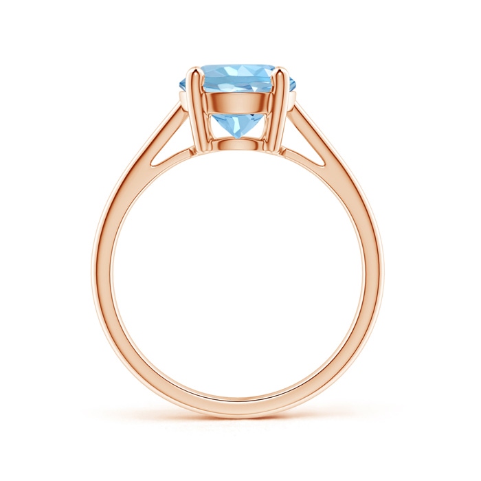 8mm AAAA Classic Prong-Set Round Aquamarine Solitaire Ring in Rose Gold side-1
