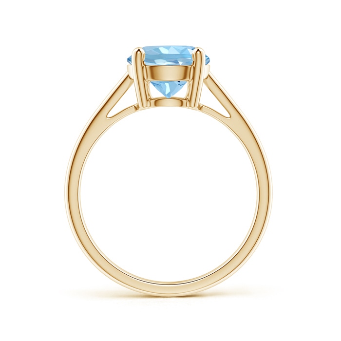 8mm AAAA Classic Prong-Set Round Aquamarine Solitaire Ring in Yellow Gold side-1